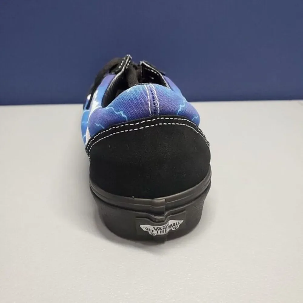 VANS Sk8 Low Top Sneakers Men 8.5 Women 10 Blue Black‎ Fabric Lightning 500714